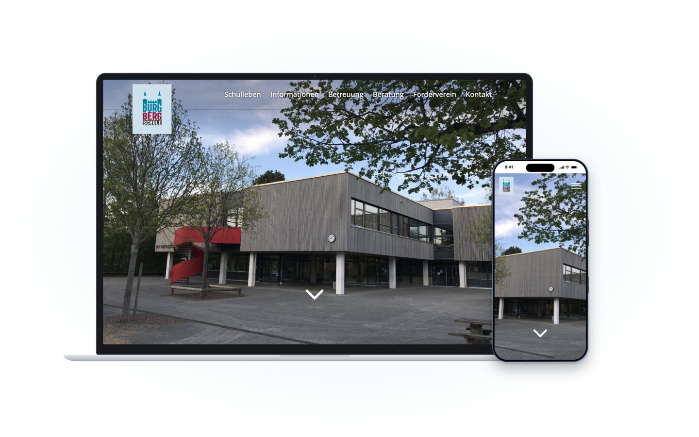 Website von Burgbergschule Überlingen auf Laptop und Smartphone