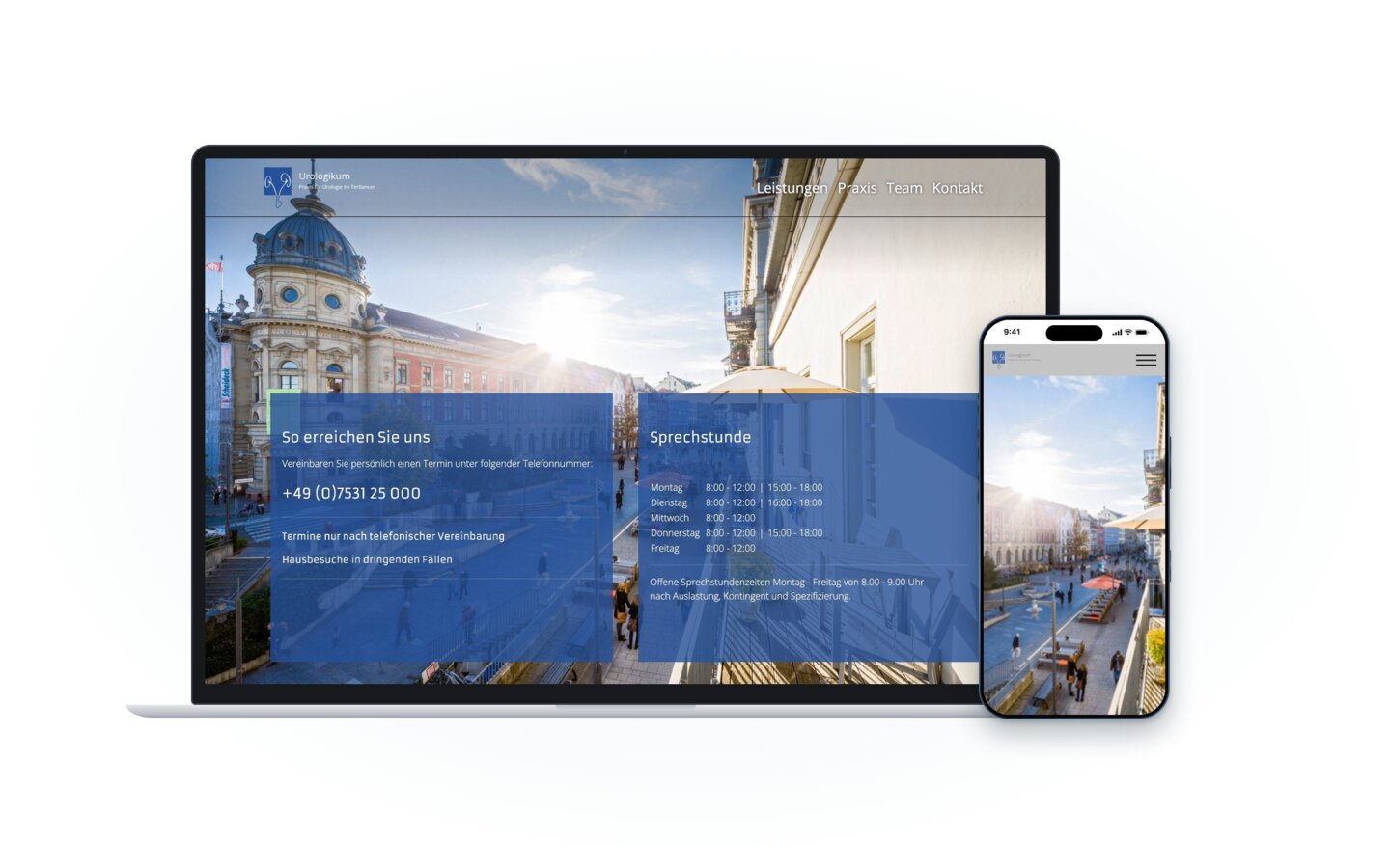 Website von Urologikum – Praxis für Urologie, Marcel Riehn auf Laptop und Smartphone
