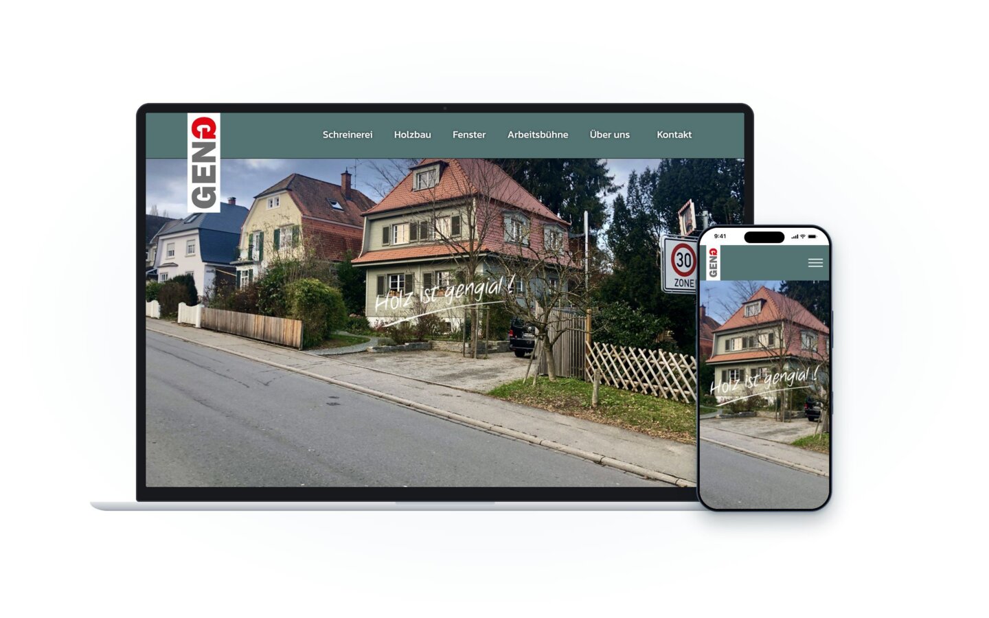 Website von Schreinerei Harald Geng GmbH auf Laptop und Smartphone